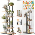 Kwietnik stojak na rośliny kwiaty doniczki metalowy regał drewniane półki maks. 6 donic, 113 cm, styl loftowy