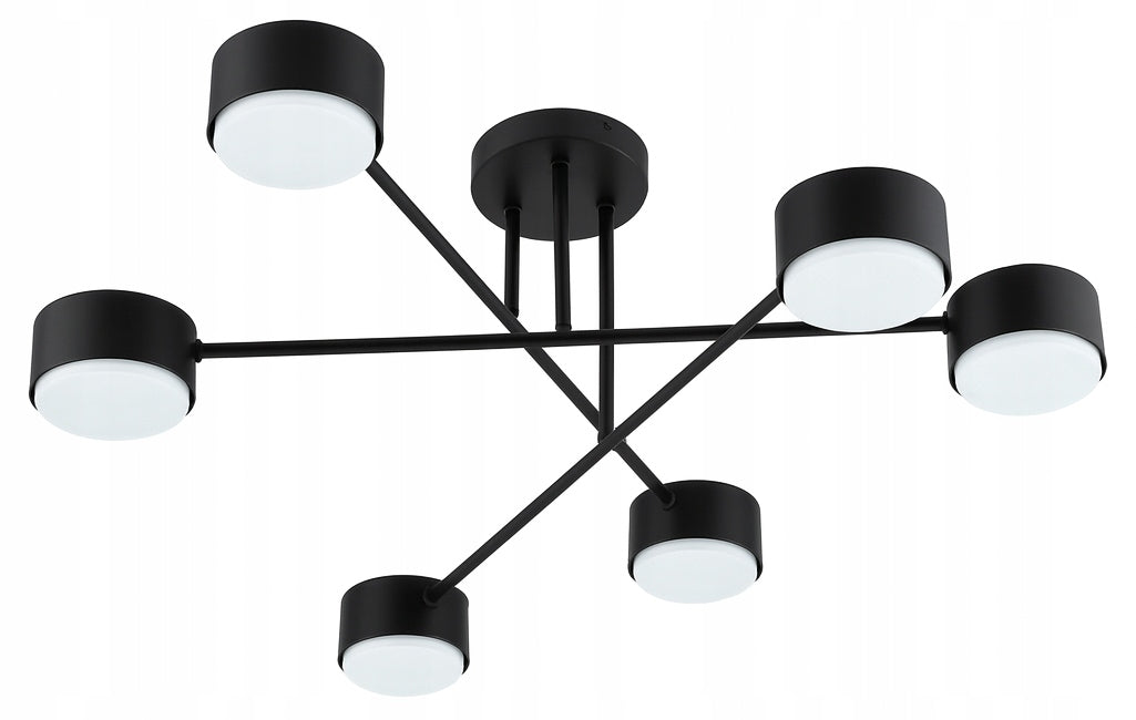Lampa Sufitowa Wisząca Żyrandol Plafon Spot Halogenowa Czarny Mono Gx53 oprawa metalowa 6-punktowa do wnętrz, maks