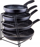 Stojak na patelnie pokrywki organizer 4-poziomowy stalowy czarny solidny 27 cm stal nierdzewna