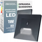 Oprawa oprawka LED schodowa czarna z czujnikiem ruchu lampki na schody 230V oświetlenie orientacyjne, kwadratowe