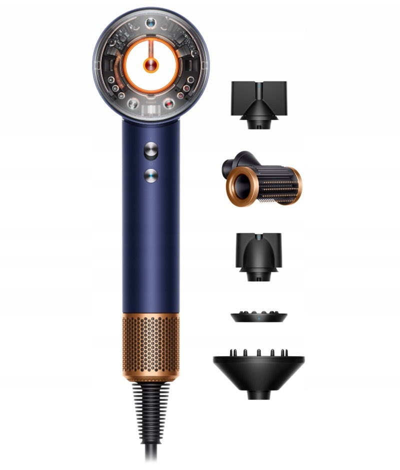 Mocna suszarka Dyson Supersonic Nural Pruski Błękit Straight+Wavy niebieski