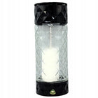 Znicz szklany Crystal bezbarwny czarny z wkładem 29 cm lampion nagrobny parafinowy na cmentarz