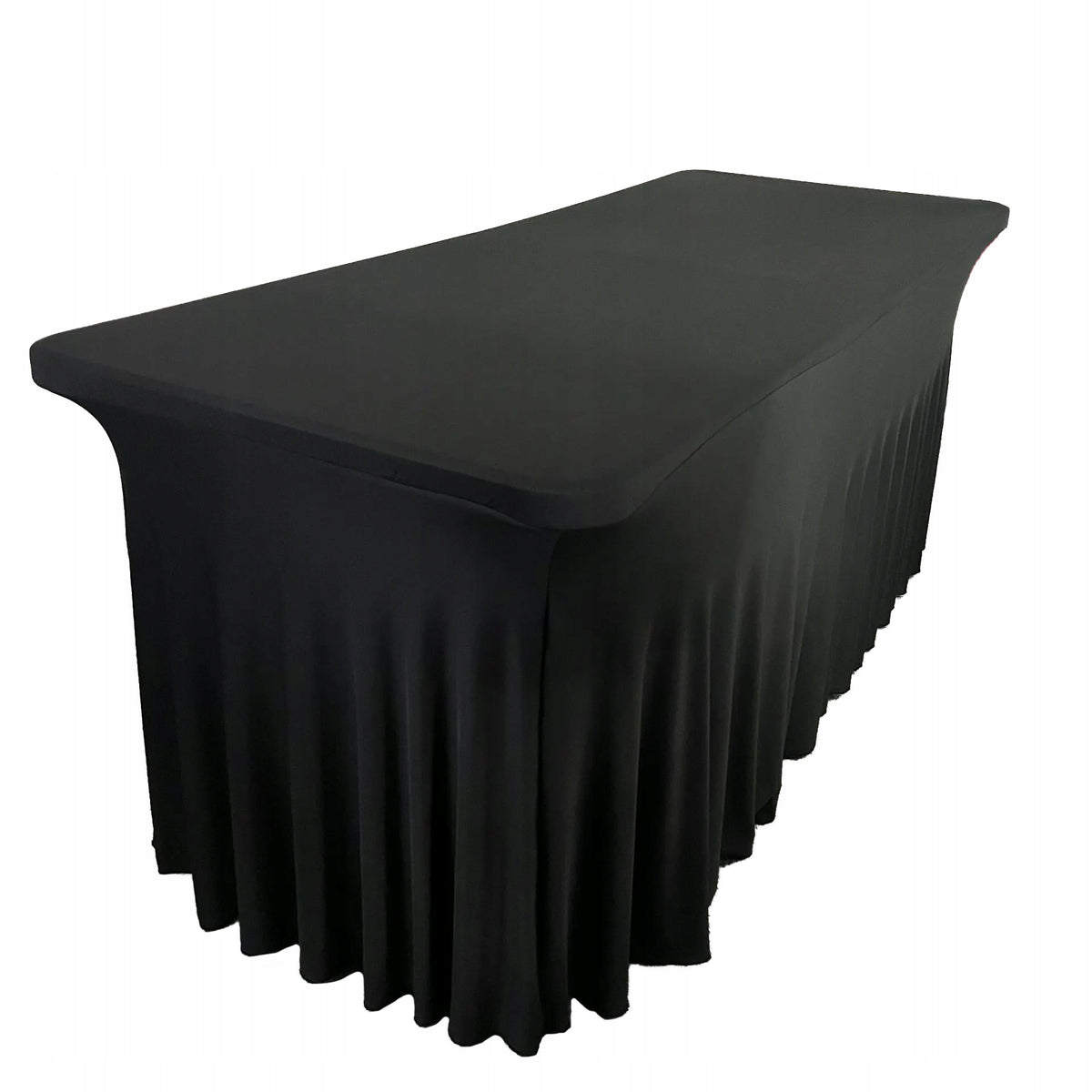 Pokrowiec falbana na stół bankietowy cateringowy czarny skirting 180x76cm obrus poliestrowy, dekoracja na eventy i