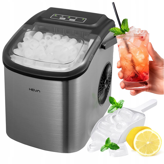 Kostkarka do lodu HIX wydajna szybka cicha maszyna do kostek 12kg +łopatka 160 w srebrny/szary