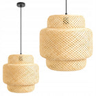 Lampa Sufitowa Boho Rattan Bambus Pleciona Naturalna E27 Styl Wiklinowy Abażur wiszący do salonu sypialni jadalni