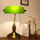 LAMPKA BIURKOWA VINTAGE BANKIERSKA NOCNA KLASYCZNA ABAŻUR RETRO E27 ZIELONY lampa stołowa do pracy, wysokość 38 cm