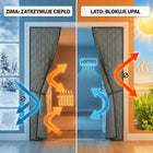 Kurtyna termiczna na drzwi magnetyczna 110x220cm ocieplana izolacyjna gruba kotara zaciemniająca, poliestrowa, szara