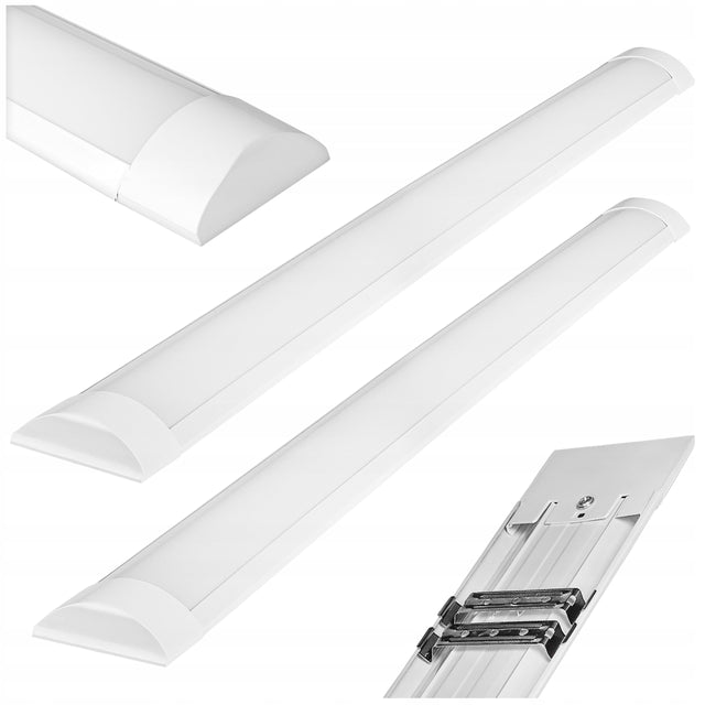 2x Lampa Sufitowa LED Warsztatowa Garażowa 120cm 36W 4000K mocna oprawa belka oświetleniowa do piwnicy, kotłowni i magazynu, neutralna biel