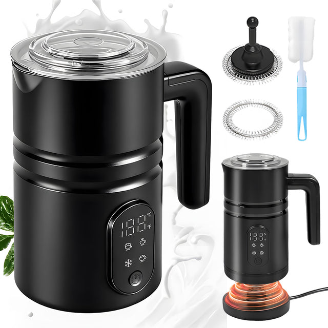 Spieniacz 5W1 do mleka elektryczny podgrzewanie latte cappuccino czarny dzbankowy 350 ml 400 w