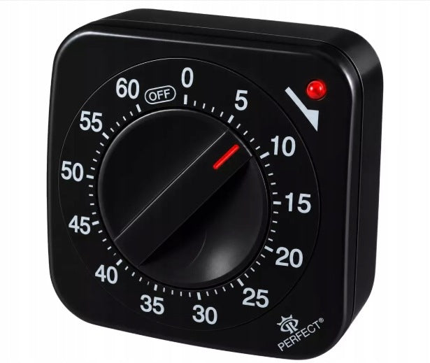 Minutnik Analogowy Perfect TM 67 Czarny Timer Kuchenny Mechaniczny zegar do odmierzania czasu, pomocnik przy pieczeniu