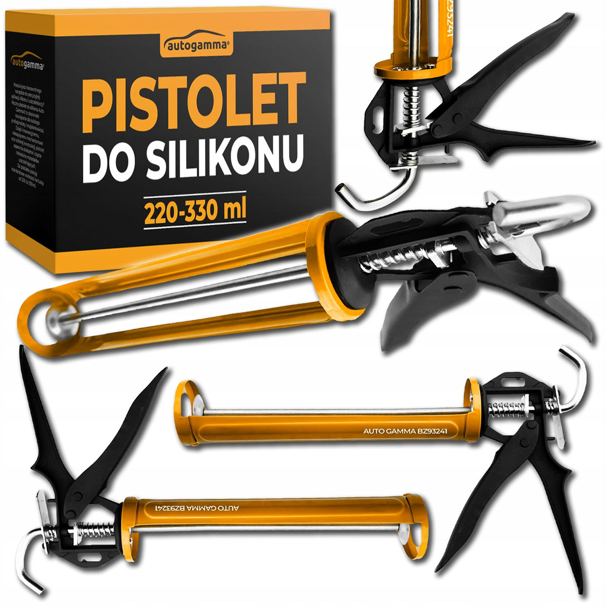 Wyciskacz do Silikonu Pistolet do mas, Kleju, Auto Gamma, 220-330 ml aplikator uszczelniacza, fugowanie, prace