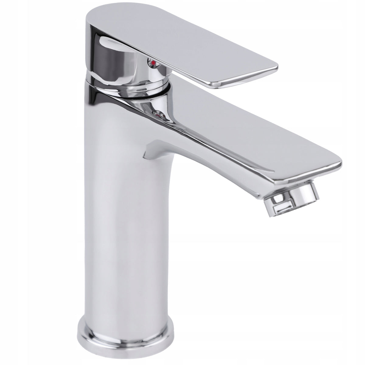 Bateria umywalkowa chrom mat stojąca niska kran do umywalki łazienki do WC jednouchwytowa ze stałą wylewką srebrna