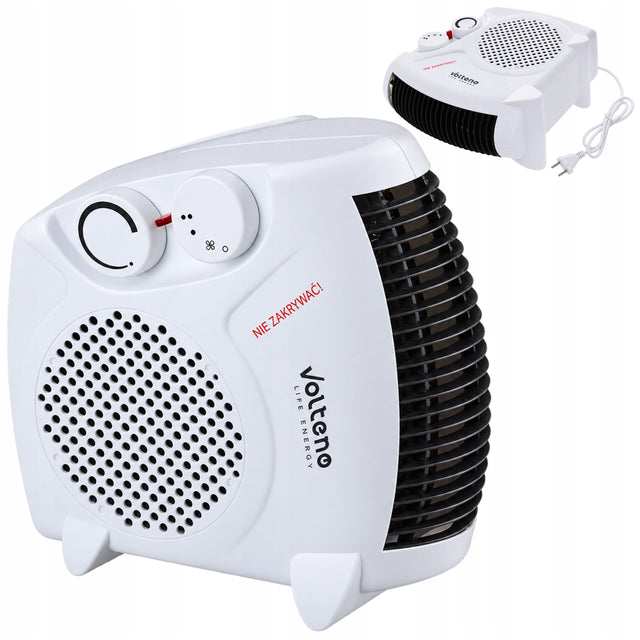 Termowentylator farelka grzejnik elektryczny 2000W 3 poziomy z termostatem biały piecyk pokojowy z nawiewem zimnego powietrza, ochrona przed