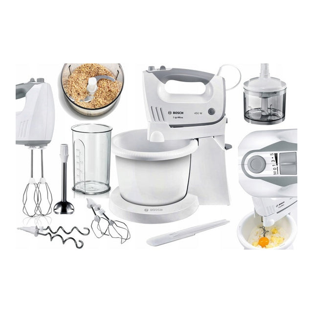 Bosch mikser z misą siekacz blender 450W Stopa blendująca i rozdrabniacz nominalna biały
