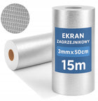 EKRAN ZAGRZEJNIKOWY ODBIJAJĄCY CIEPŁO MATA ALUMINIOWA PIANKA IZOLACYJNA 15m 500 mm srebrny