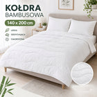 Kołdra bambusowa 140x200 cm lekka oddychająca całoroczna letnia kołderka z wypełnieniem z włókien silikonowych do spania