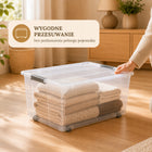 Pojemnik do przechowywania 50l pudełko z pokrywą na kółkach pościel zabawki Plastikowy organizer, bezbarwny, 56,5 x 38