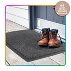 Wycieraczka pod drzwi zewnętrzna wejściowa 60x90 duża mocna Oeko-Tex mata gumowa PVC z tekstylną powierzchnią, szara, 6