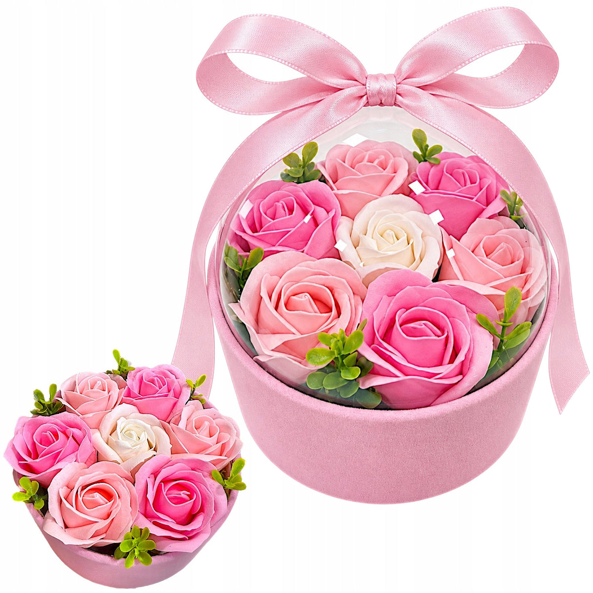 Flower BOX kwiaty mydlane bukiet kwiatów w pudełku prezent flowerbox róże dekoracja do wnętrz, upominek na urodziny