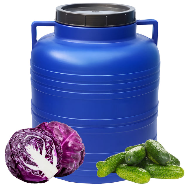 Beczka plastikowa 60l do kiszenia kapusty na wodę deszczówkę zakrętka atest zbiornik z tworzywa z pokrywą i uchwytem, pojemnik na płyny