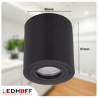 4x Oprawa Halogenowa Tuba LED GU10 do ŁAZIENKI Czarna LAMPA wodoszczelna okrągły spot sufitowy 35 W, pojedynczy punkt