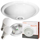 Plafon LED lampa sufitowa czujnik ruchu zmierzchu + 2x żarówka E27 LED 9W okrągła oprawa, biała, neutralna barwa