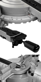 Piła ukośnica z posuwem laser pilarka ukosowa Kapówka 1500W 216mm GMM-MS216 cięcie pod kątem 90°, szerokość 215 mm