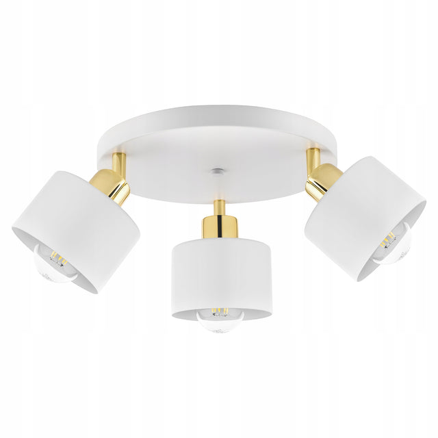 Lampa Sufitowa Wisząca Żyrandol Złota Biała Nowoczesna 3x E27 do salonu szklana oprawa 3-punktowa jadalnia sypialnia klosze 12 cm 60 w