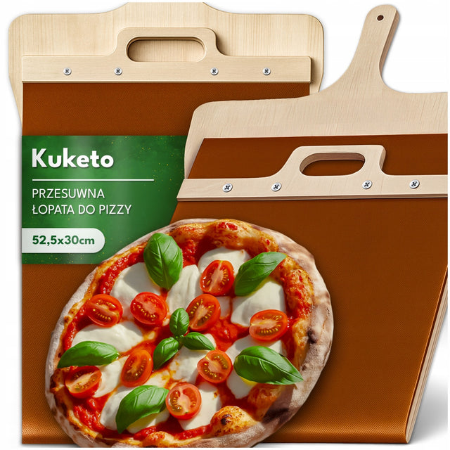 Łopata do pizzy chleba przesuwna szufla taca profesjonalna kwadratowa xxxl łopatka piekarnicza teflonowa średnica 30 cm długość 52,5 cm