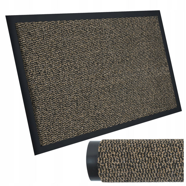 Wycieraczka pod Drzwi 90x150cm Mata wejściowa do Butów Tekstylna z Oeko-TEX do przedpokoju, brązowa pvc 6 mm, uniwersalna