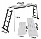Drabina aluminiowa przegubowa stab.81cm wielofunkcyjna 4x4 kontrakt +podest 16 szczebli, wysokość robocza 5,6 m, udźwig