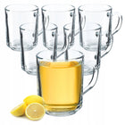 SZKLANKI DO HERBATY KAWY NAPOJÓW Z UCHEM ZESTAW 6szt SZKLANEK KOMPLET 240ml kubki szklane przezroczyste, można myć w
