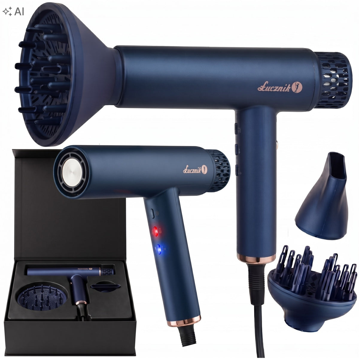 Suszarka do włosów z dyfuzorem z jonizacją profesjonalna Łucznik bldc 1800W 1800 w