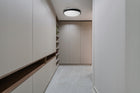 Plafon LED lampa sufitowa 2XE27 czarna oprawa natynkowa panel okrągły do salonu, kuchni i korytarza, głębokość 7,5 cm
