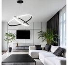 Lampa Wisząca LED Sufitowa Żyrandol 61cm 49W 3 Barwy Nowoczesna Czarna Ring oświetlenie do salonu i jadalni