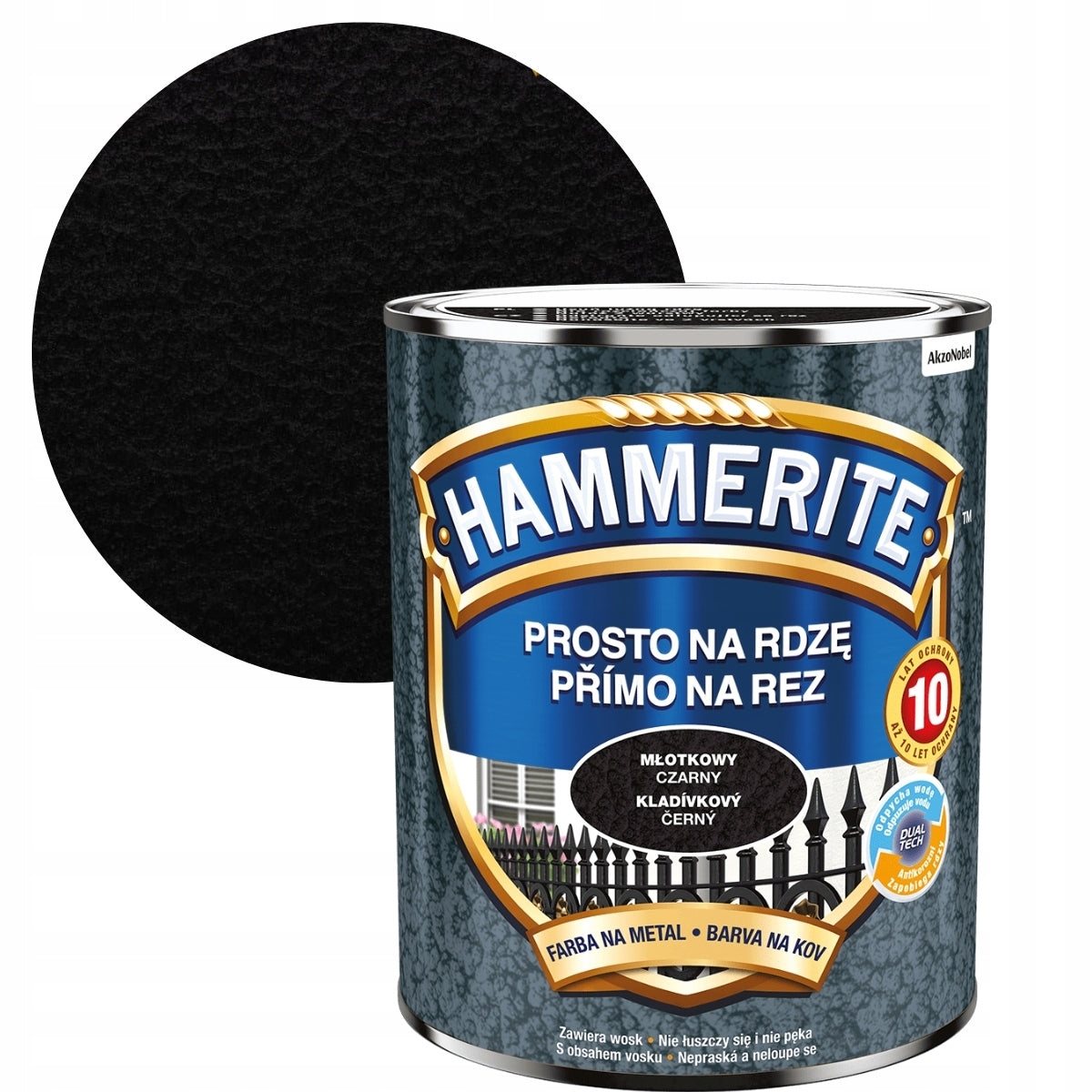 Hammerite na rdzę 0,7l czarny młotkowy farba do metalu, antykorozyjna, ochrona przed korozją