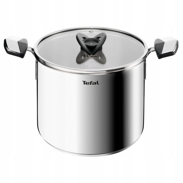 Garnek z pokrywką tefal Emotion+ E3286145 22cm 6,8l indukcja do bigosu stal Rondel, naczynie kuchenne na zupy, gulasz, rodzinne obiady