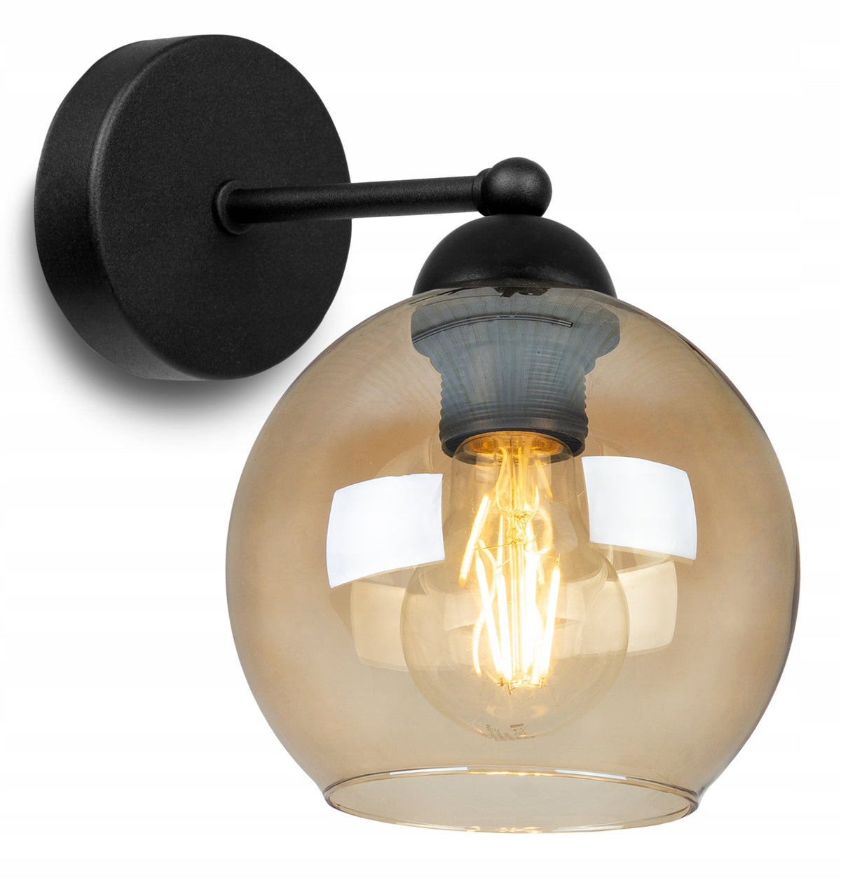 Nowoczesna lampa knkiet elegancka szklany klosz oświetlenie ścienne, oprawa naścienna, gwint E27, 1 punkt światła, do