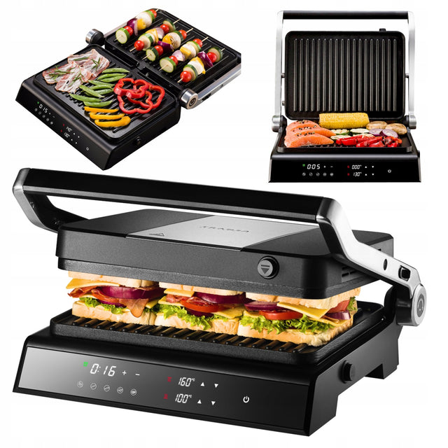 Grill elektryczny opiekacz z regulacją temp 5 programów rozkładany 2200W nominalna