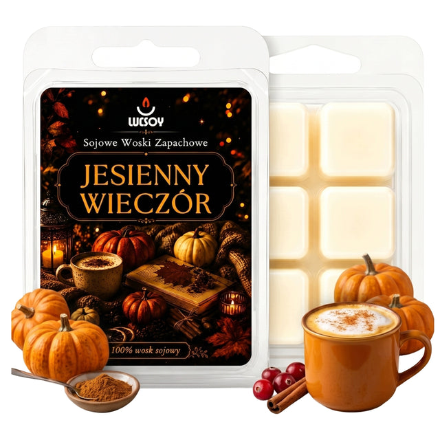 Wosk Zapachowy Do Kominka Jesienny Wieczór Pumpkin Spice Latte 70 g do 75h wkład aromatyczny, słodka korzenna nuta