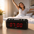 Budzik elektroniczny zegar sieciowy duży wyświetlacz LCD alarm 24H czarny cyfrowy do sypialni biura domu z cyframi