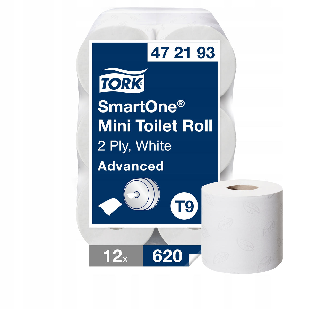 Tork SmartOne mini T9 472193 papier toaletowy do dozownika, celulozowy, 2-warstwowy, 620 listków, biały, bezzapachowy