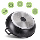 GARNEK 5,5 L MARMUROWY Patelnia Wok BRYTFANNA POKRYWA INDUKCJA GAZ KAMILLE garnek tradycyjny 32 cm 5.5 l aluminiowe
