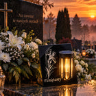 Znicz Solarny na Grób Wieczna Latarenka Statuetka na Cmentarz LED 18 cm lampion nagrobny ozdoba pamięci świetlna
