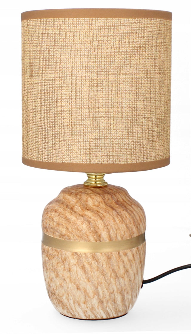 Lampa ceramiczna livello 26,5cm brązowa lampka nocna z kablem abażur stołowa do sypialni, oświetlenie dekoracyjne, gwint E14, maks. 40 w