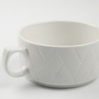 ZESTAW 6 SZT BULIONÓWKA CERAMICZNA Z TŁOCZENIEM 230ML DO ZUP FLAKÓW DESERÓW biała miseczka, można myć w zmywarce