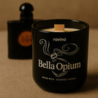 Bella Opium Świeca Zapachowa Sojowa świeczka orientalny perfumy do domu drewniany knot, 50 h palenia, aromat choinki