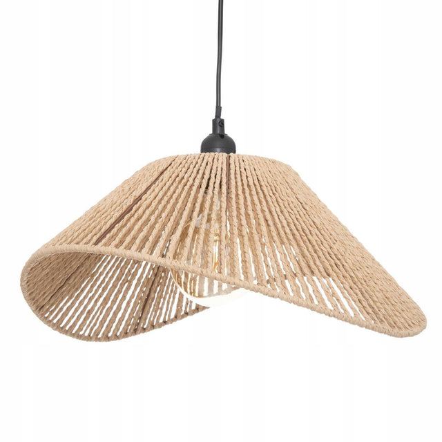 Lampa sufitowa wisząca beżowa papierowy abażur uniwersalna boho E27 ŚR 45cm beżowy