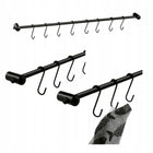 Reling kuchenny czarny +haczyki 8szt wieszak na przybory kuchenne 54cm organizer akcesoriów, do łopatek i chochli