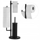 Stojak na papier i szczotkę do WC czarny loft 3w1 do łazienki toalety yoka metalowy wolnostojący organizer, uchwyt